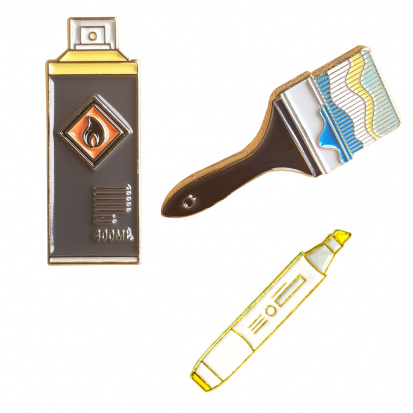 Значки эмалированные "Арт-материалы", 3шт