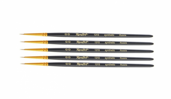 Кисть синтетика круглая короткая ручка "1315" №00 для масла, акрила, гуаши, темперы, 5шт