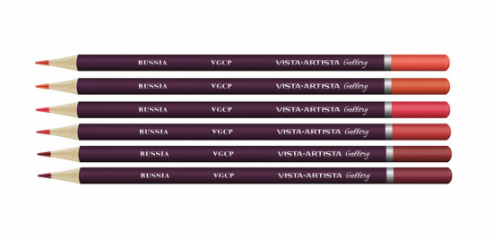 Набор цветных карандашей Vista Artista "Gallery" гранат, 6шт