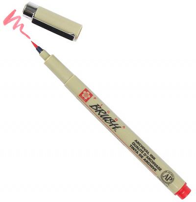 Ручка-кисть "Pigma Brush", Красный для графики sela