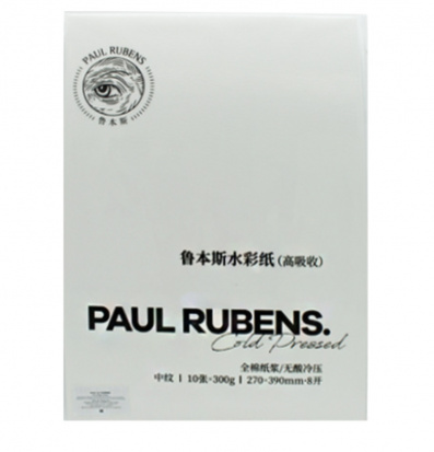 Бумага для акв. Paul Rubens, 300 г/м2, 270х390мм, хлопок 100%, среднезернистая \ Cold pressed, 10л