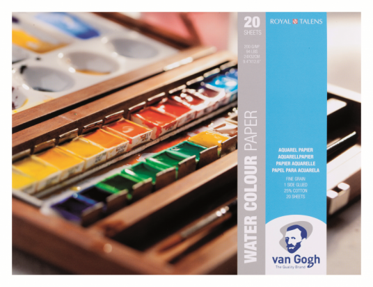 Альбом для акварели "Van Gogh" 200г/м2 24х32см 20л 25% хлопок склейка по 1 стороне 