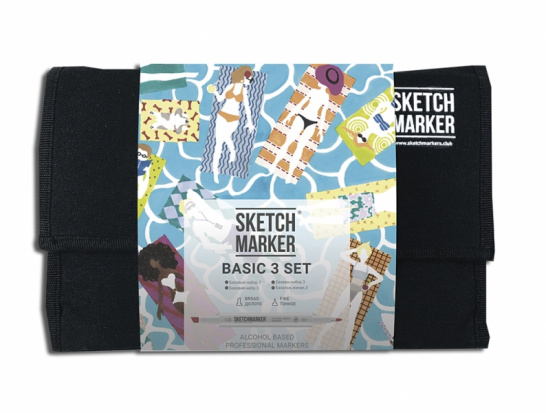 Набор маркеров Sketchmarker Basic 3 24шт базовые оттенки + сумка органайзер