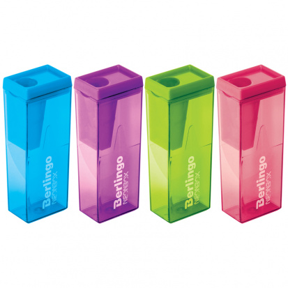 Точилка пластиковая "NeonBox", 1 отверстие, контейнер, ассорти sela25