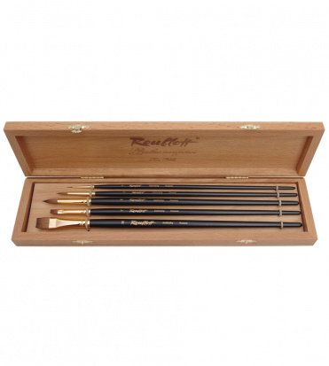 Набор №4. Пять кистей из волоса колонка на длинной ручке № 1, 3, 6 - круглые № 7, 14 - плоские, в бу