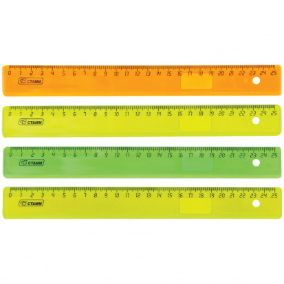 Линейка 25см "Neon Cristal", пластиковая, ассорти