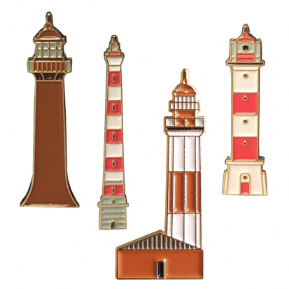 Значки эмалированные "Маяки", 4шт Значки эмалированные "Маяки", 4шт