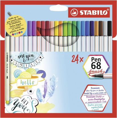 Набор ручек-кистей "Pen 68 Brush",24цв в картоне sela