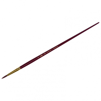 Кисть художественная "Вернисаж", синтетика бордовая, круглая, длинная ручка №16