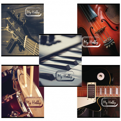 Тетрадь А5, 96 л, клетка, обложка картон, МУЗЫКА