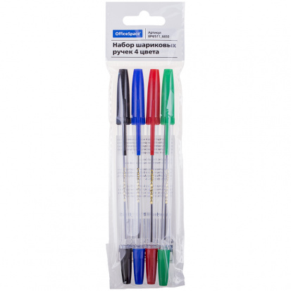 Набор шариковых ручек, 4шт., 4цв., 1,0мм