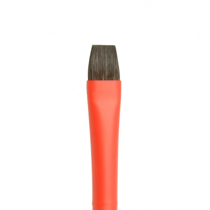 Кисть "Aqua Red flat", соболь-микс плоская, обойма soft-touch, ручка короткая красная №12