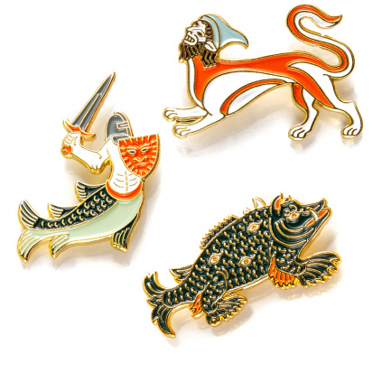 Значки эмалированные "Существа", 3шт