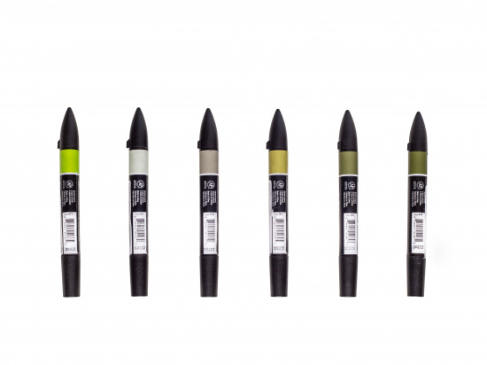 Набор художественных маркеров "Pro", 6 цветов, серо-болотные оттенки Набор художественных маркеров "Pro", 6 цветов, серо-болотные оттенки