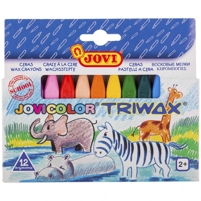 Набор восковых мелков, 12цв., трехгранные, картон