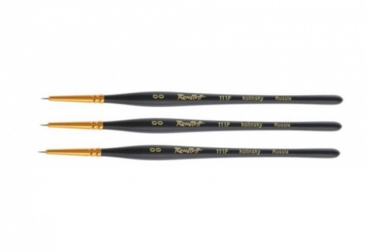 Кисть колонок круглая короткая ручка "111F " №00 для акварели, 3шт