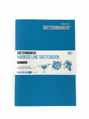 Скетчбук Sketchmarker MARKER LINE 160г/м.кв 176х250мм 16л мягкая обложка цв.бирюзовый