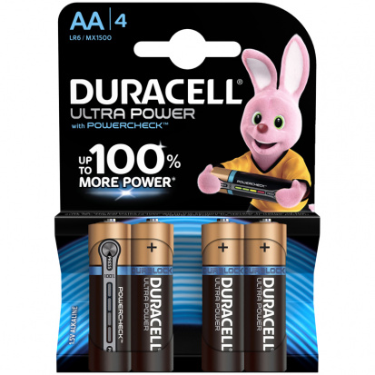 Батарейка Duracell UltraPower AA (LR06) алкалиновая, 4BL (в упак. 4бат.)