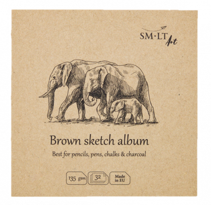Альбом "Layflat Brown", 135г/м2, 14х14см, 32л, крафт бумага