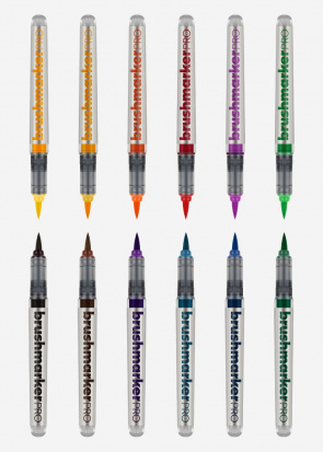 Набор маркеров-кистей "Brushmarker Pro", 12 цв, базовые цвета