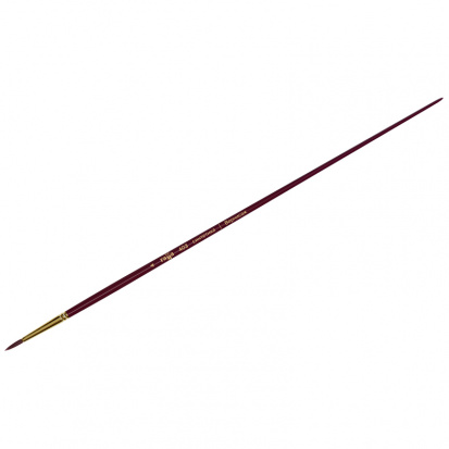 Кисть художественная "Вернисаж", синтетика бордовая, круглая, длинная ручка №4
