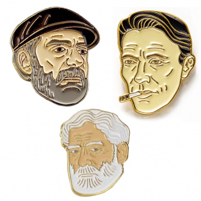 Значки эмалированные "Писатели", 3шт Значки эмалированные "Писатели", 3шт