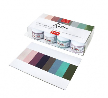 Набор акриловых красок "Де Люкс", Ретро, 8цв, 20мл