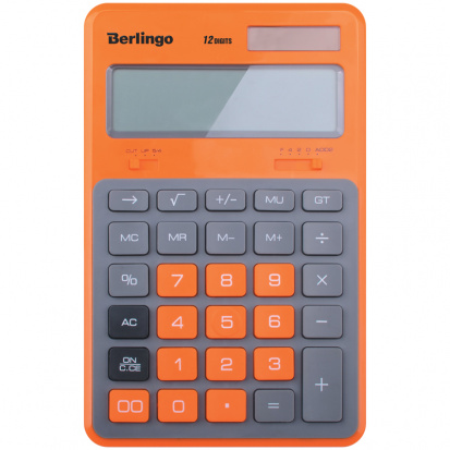 Калькулятор настольный "Hyper", 12 разр., двойное питание, 171*108*12, оранжевый