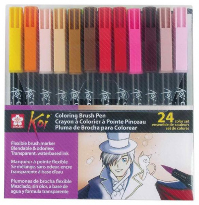 Набор маркеров акварельных KOI Brush 24шт sela
