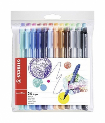 Набор капиллярных ручек "PointMax" 24 цв. в пластике, толщина 0,4мм 
