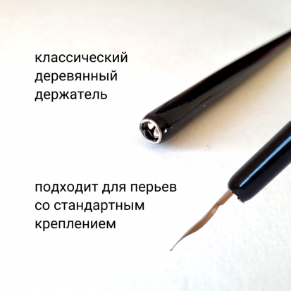 Набор для каллиграфии в блистере 4 предмета (держатель деревянный для перьев+3 пера) цвета держателя