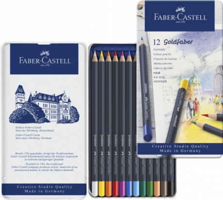 Цветные карандаши Faber-Castell "Goldfaber", в металлической коробке, 12 шт