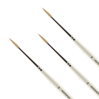 Кисть "Иконописная Школа" кр. горный колонок №2 d-2,0 L-13,0, 3шт