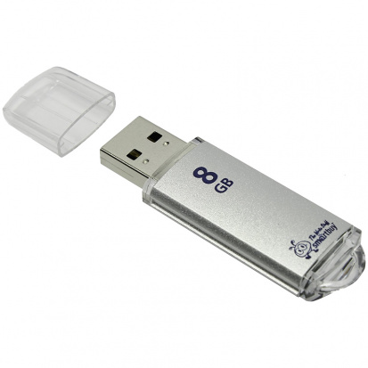 Память Smart Buy "V-Cut"  8GB, USB 2.0 Flash Drive, серебристый (металл.корпус)