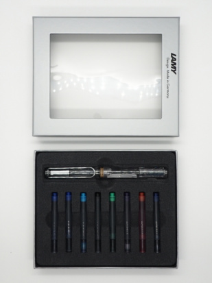 Комплект из ручки перьевой "Safari", F, Прозрачный+Картр. ассорт. 8 шт.