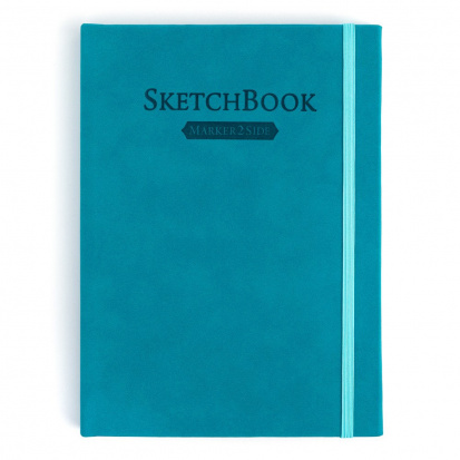 Скетчбук для маркеров, двусторонняя бумага 220г/м, 15х21 см, 40 л, бирюзовый