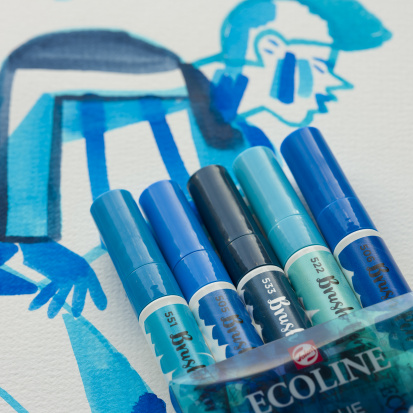 Набор маркеров "Ecoline" 5шт, синие цвета