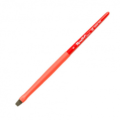 Кисть "Aqua Red flat", соболь-микс плоская, обойма soft-touch, ручка короткая красная №8