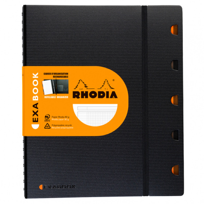 Бизнес-тетрадь 80л., A4+, клетка на гребне Rhodia "Exabook", 80г/м2, перфорация, разделители, карман