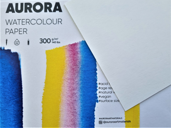 Бумага для акварели Aurora Hot pressed (Satin) 54x78см 300 г/м² 100% целлюлоза, 3л