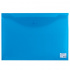 Папка-конверт с кнопкой, А3, 145мкм, прозрачная, синяя