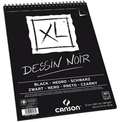 Альбом "XL Black" для графики, 40л, А4, 150г/м2, чёрная бумага