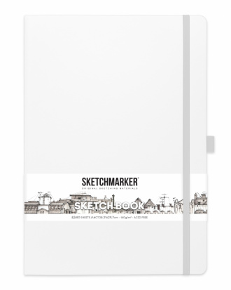 Блокнот для зарисовок Sketchmarker 140г/кв.м 21*29.7см 80л твердая обложка Белый