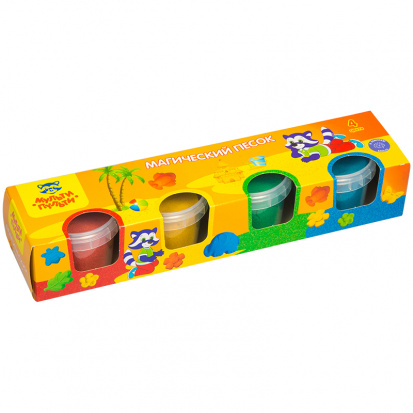 Песок для лепки "Приключения Енота", 04 цвета, 560г, формочка Песок для лепки "Приключения Енота", 04 цвета, 560г, формочка