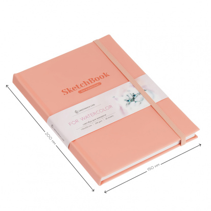Скетчбук для акварели 40л., 150*200 Greenwich Line, коралловый, 200г/м2, кожзам, на резинке