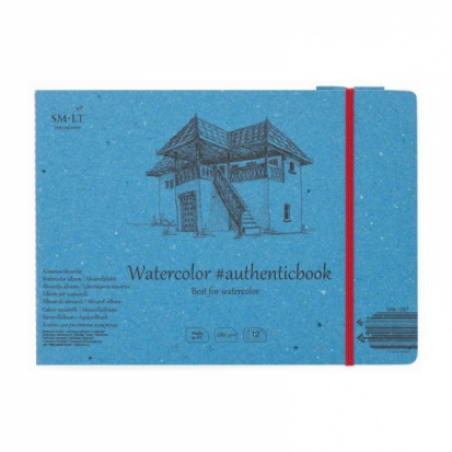 Скетчбук "Watercolor" с резинкой 24,5x18,3 см 12л 280 г/м2 белый, сшивка sela