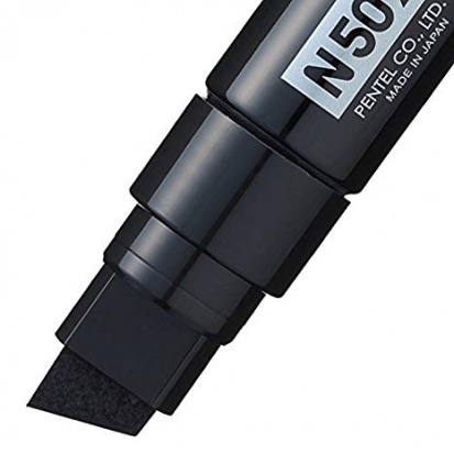 Маркер перманентный Pentel Pen (скошенный наконечник), черный, толщина линии 17 мм