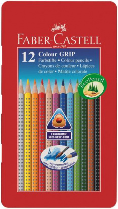 Карандаши цветные Faber-Castell "Grip", 12цв., трехгранные заточен., метал. кор.