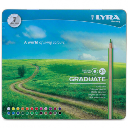 УЦЕНКА Гексагональные цветные карандаши "LYRA GRADUATE", 24 шт, металлический пенал