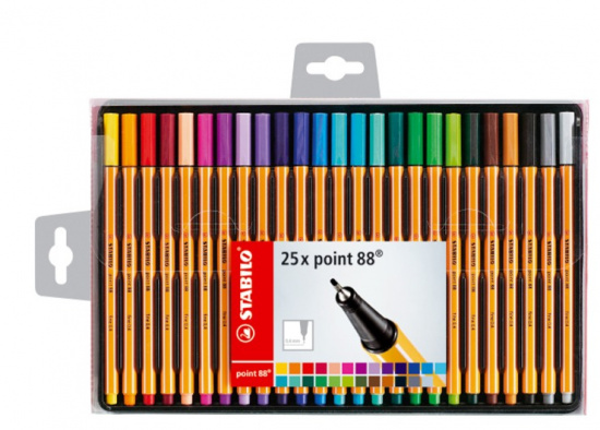 Набор капиллярных ручек "Point 88", в пластиковом футляре, 25 цв 